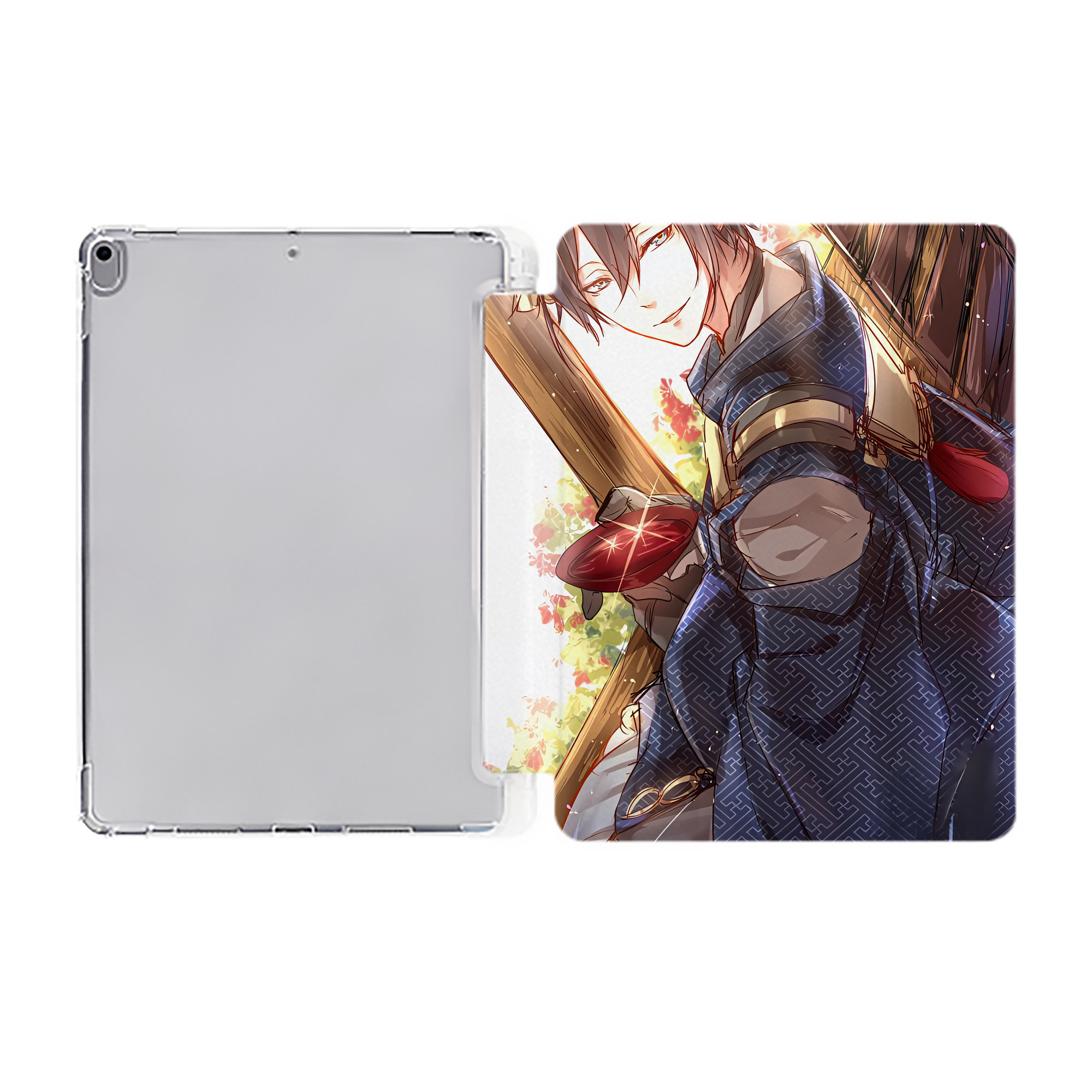 （画像用） 刀剣乱舞 Touken Ranbu IPad ケース ペン収納付き 三つ折りスタンド PUレザー×シリコン 対応機種9.5/10.5/10.9インチ